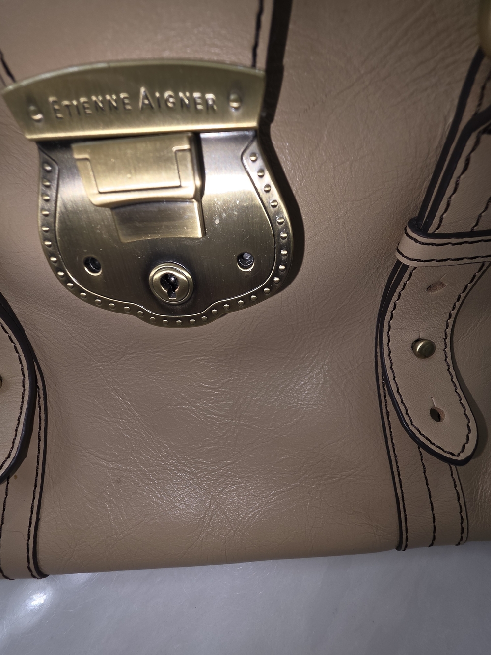 Etienne Aigner Vintage Tan Leather Satchel Handbag
